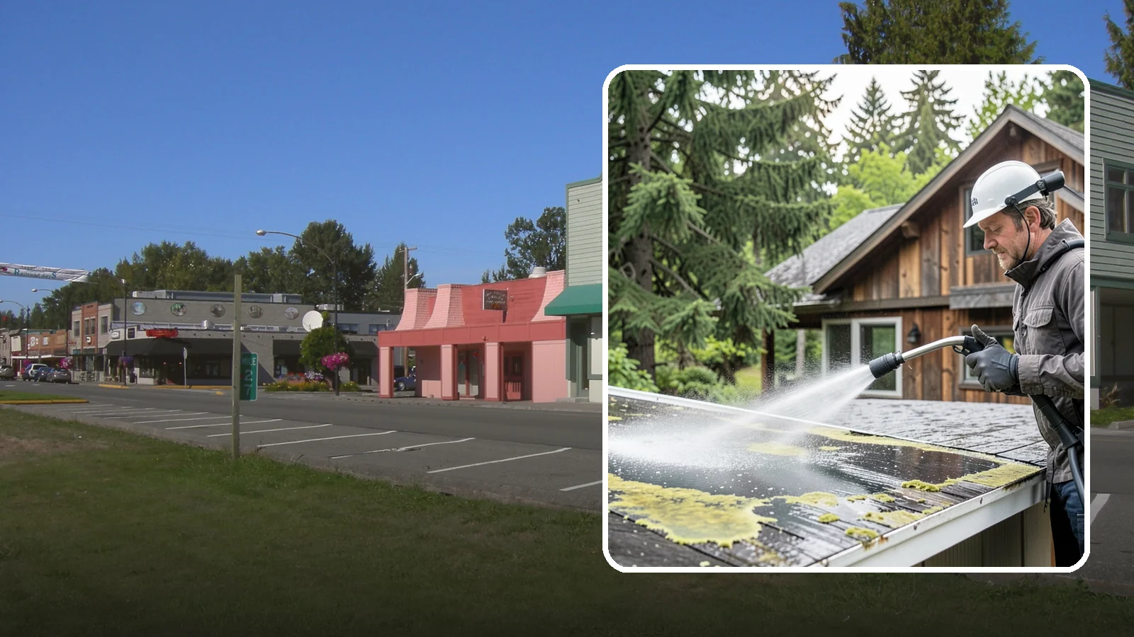 Lichen Removal in Snoqualmie, King County, WA - Careful treatment and removal of stubborn lichen that anchors into roofs, fences, and masonry in damp conditions.