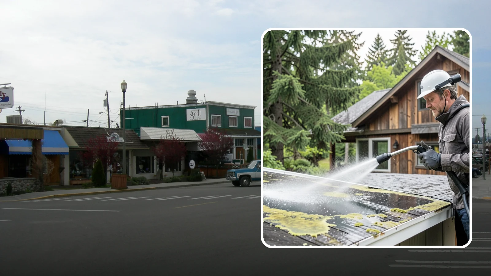 Lichen Removal in Stanwood, Snohomish County, WA - Careful treatment and removal of stubborn lichen that anchors into roofs, fences, and masonry in damp conditions.