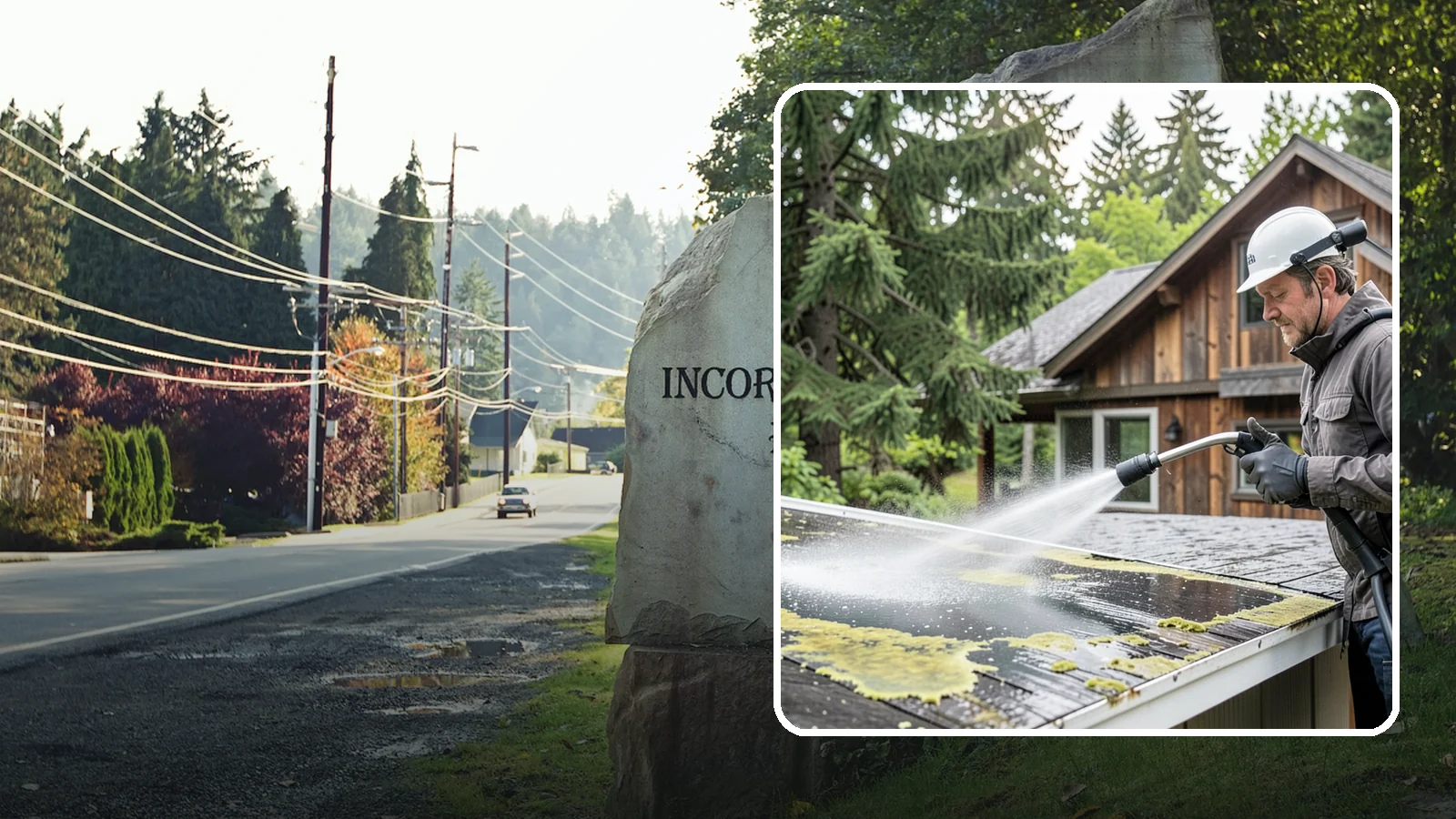 Lichen Removal in Wilkeson, Pierce County, WA - Careful treatment and removal of stubborn lichen that anchors into roofs, fences, and masonry in damp conditions.