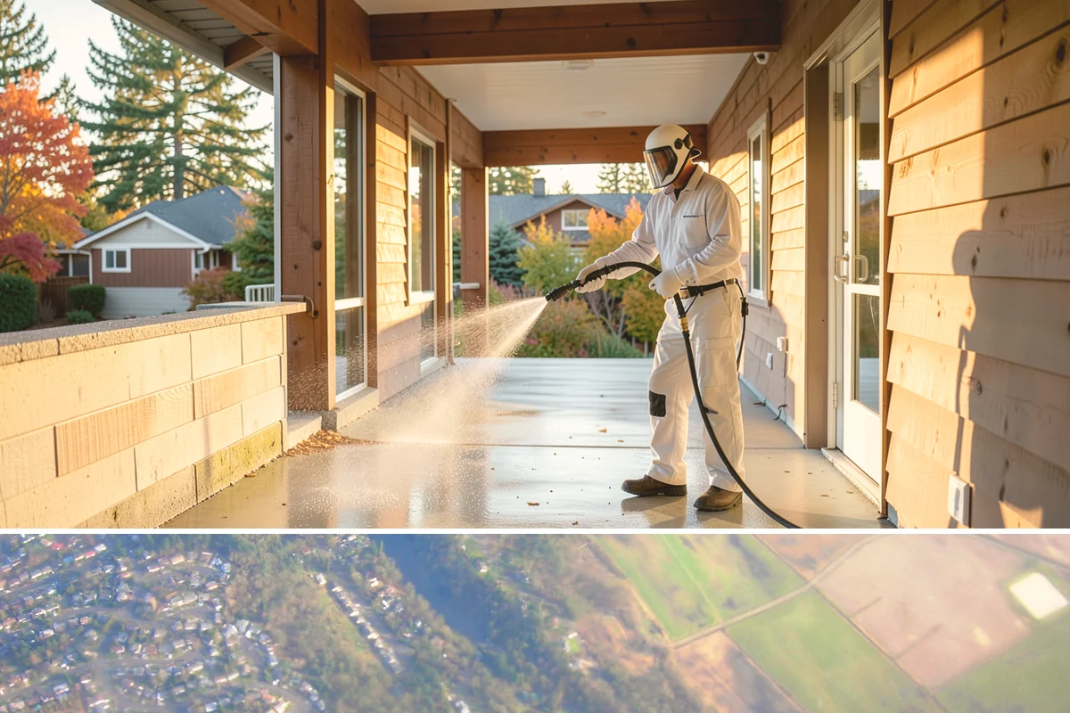 Limestone Cleaning in Algona, King County, WA - Dry summer weather is safest, because saturated limestone is even more delicate and slower to recover after cleaning.