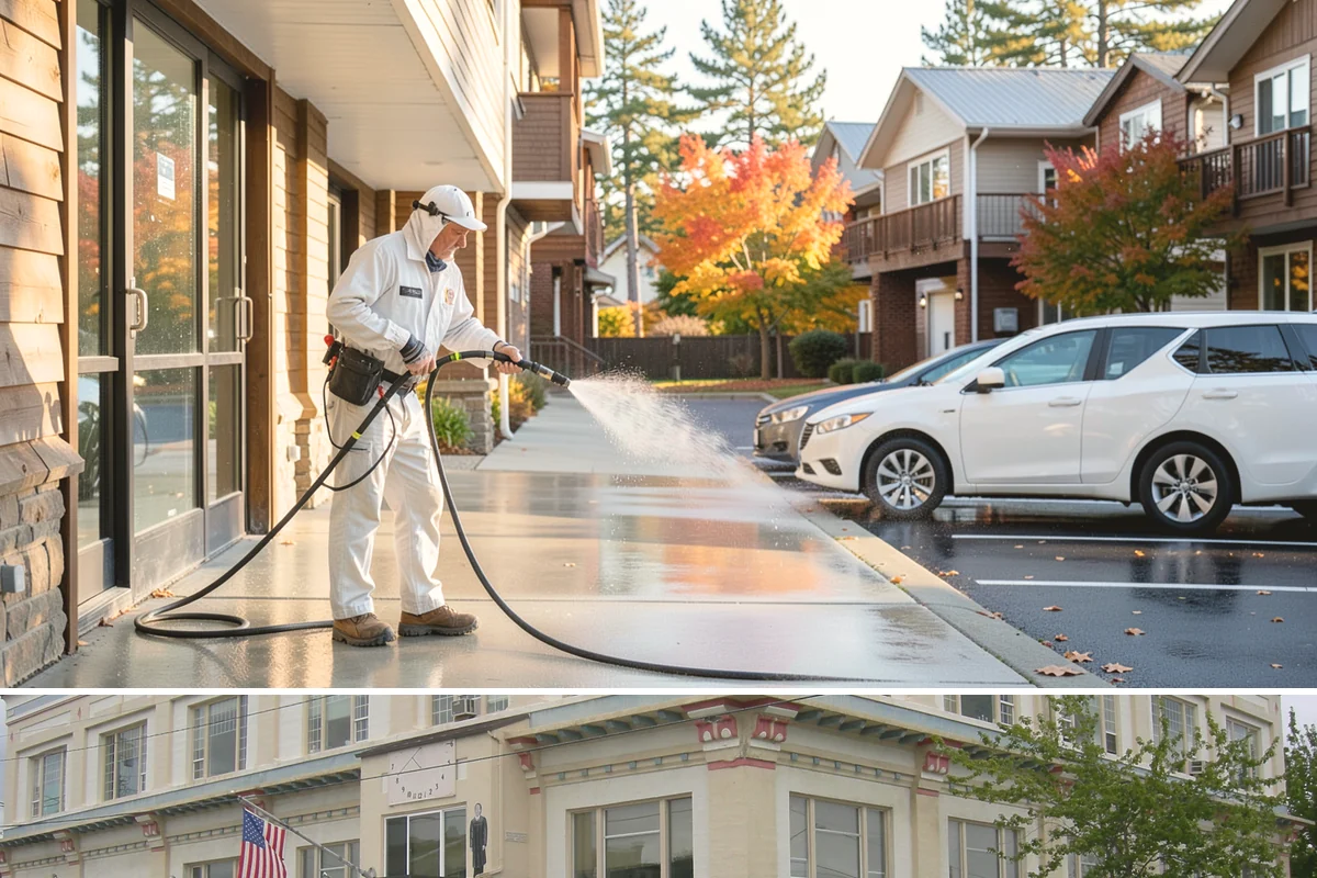 Limestone Cleaning in Anacortes, Skagit County, WA - Dry summer weather is safest, because saturated limestone is even more delicate and slower to recover after cleaning.