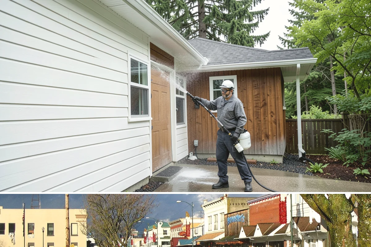 Limestone Cleaning in Arlington, Snohomish County, WA - Dry summer weather is safest, because saturated limestone is even more delicate and slower to recover after cleaning.