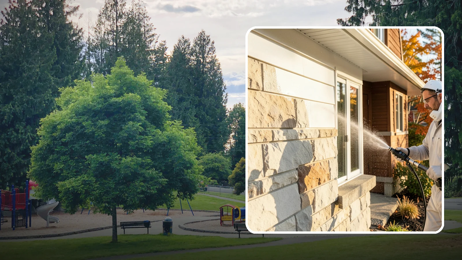Limestone Cleaning in Bonney Lake, Pierce County, WA - Clean soft, acid-sensitive limestone with neutral chemistry that avoids etching the delicate surface.