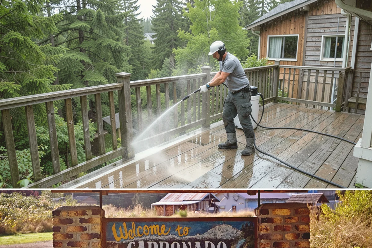 Limestone Cleaning in Carbonado, Pierce County, WA - Dry summer weather is safest, because saturated limestone is even more delicate and slower to recover after cleaning.