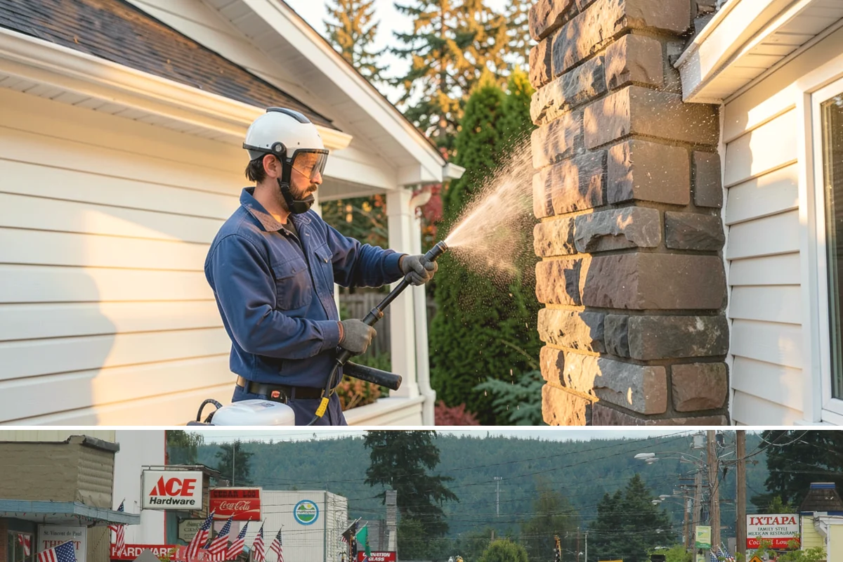 Limestone Cleaning in Carnation, King County, WA - Dry summer weather is safest, because saturated limestone is even more delicate and slower to recover after cleaning.