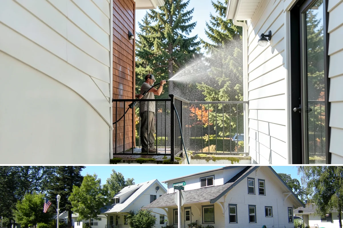 Limestone Cleaning in DuPont, Pierce County, WA - Dry summer weather is safest, because saturated limestone is even more delicate and slower to recover after cleaning.