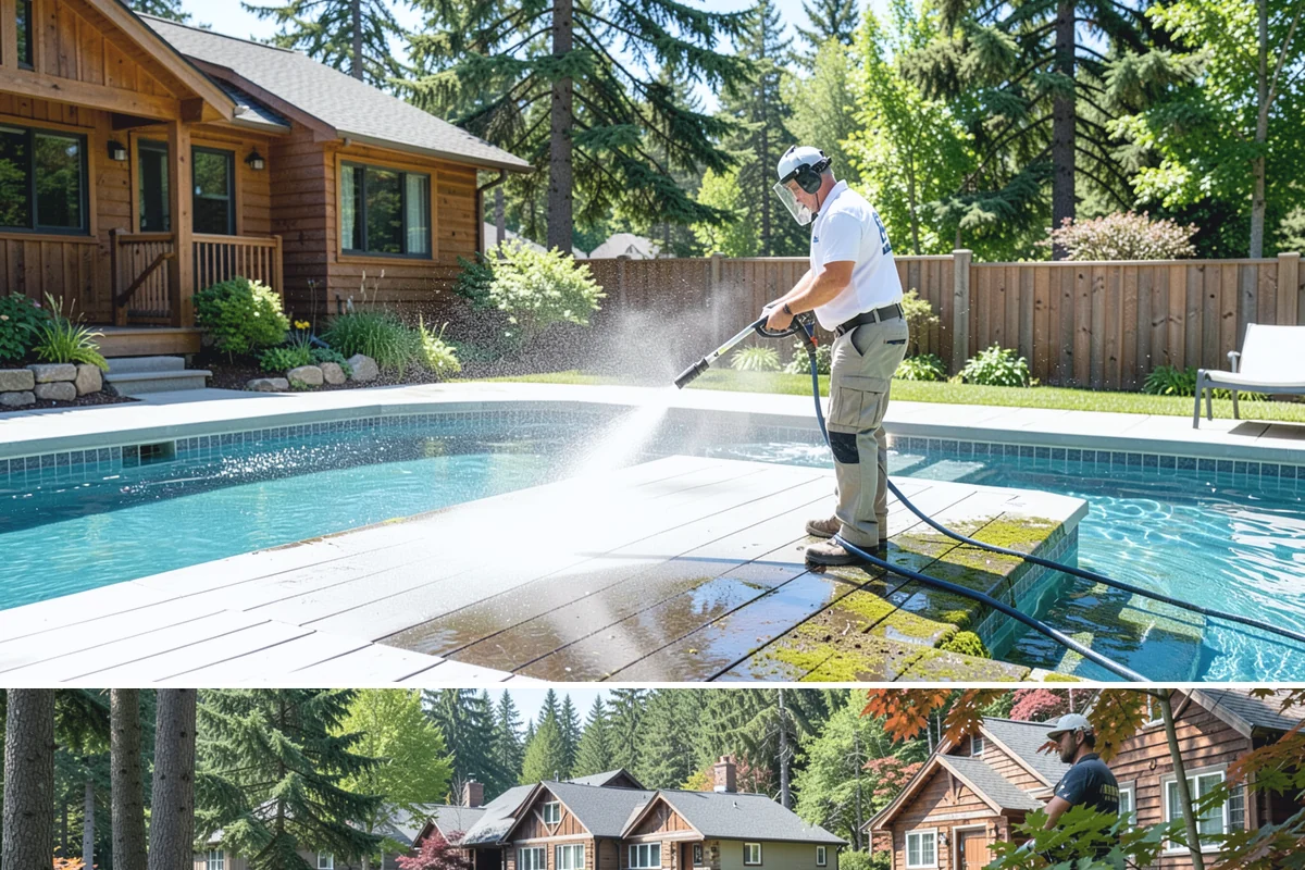 Limestone Cleaning in Edgewood, Pierce County, WA - Dry summer weather is safest, because saturated limestone is even more delicate and slower to recover after cleaning.