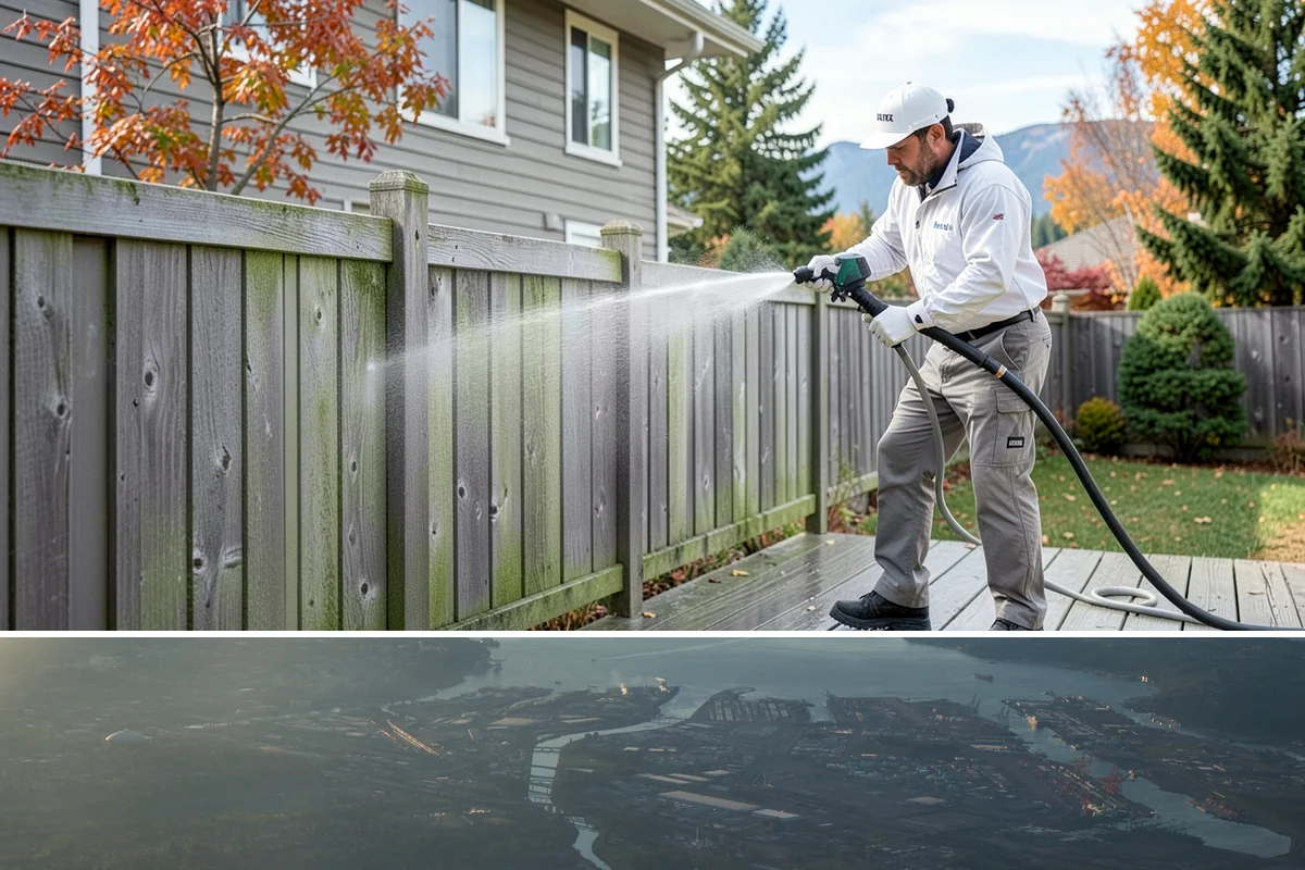Limestone Cleaning in Fife, Pierce County, WA - Dry summer weather is safest, because saturated limestone is even more delicate and slower to recover after cleaning.