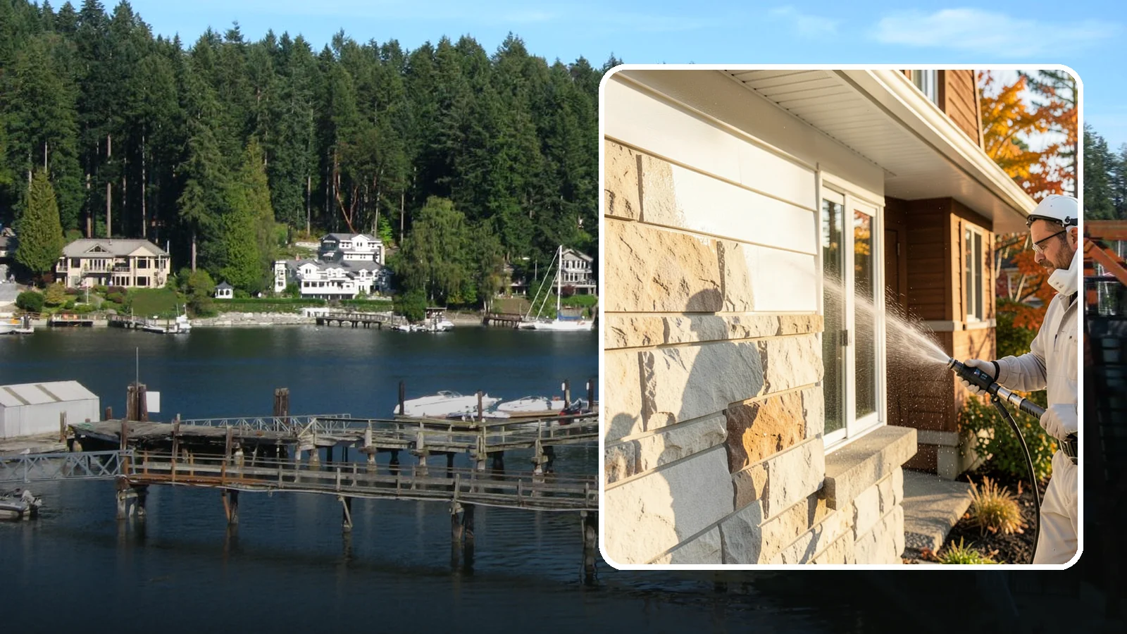 Limestone Cleaning in Gig Harbor, Pierce County, WA - Clean soft, acid-sensitive limestone with neutral chemistry that avoids etching the delicate surface.