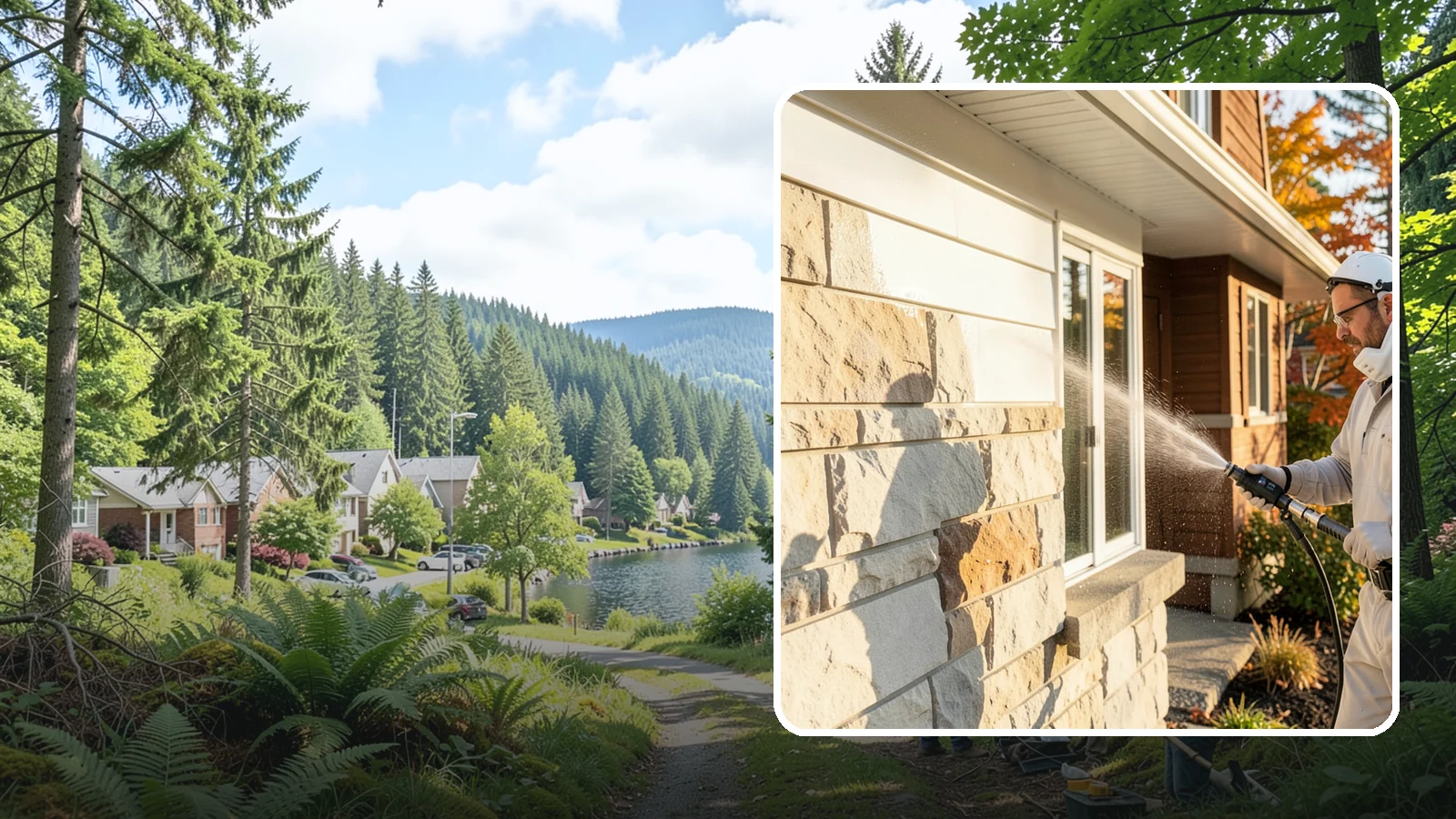 Limestone Cleaning in Lake Forest Park, King County, WA - Clean soft, acid-sensitive limestone with neutral chemistry that avoids etching the delicate surface.