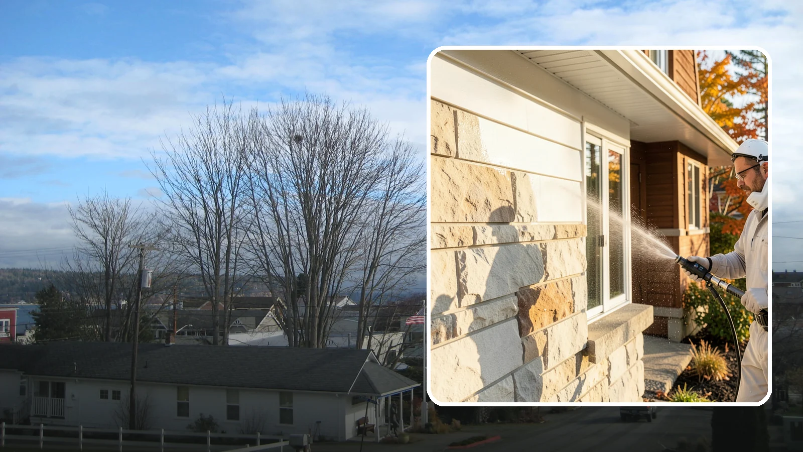 Limestone Cleaning in Langley, Island County, WA - Clean soft, acid-sensitive limestone with neutral chemistry that avoids etching the delicate surface.