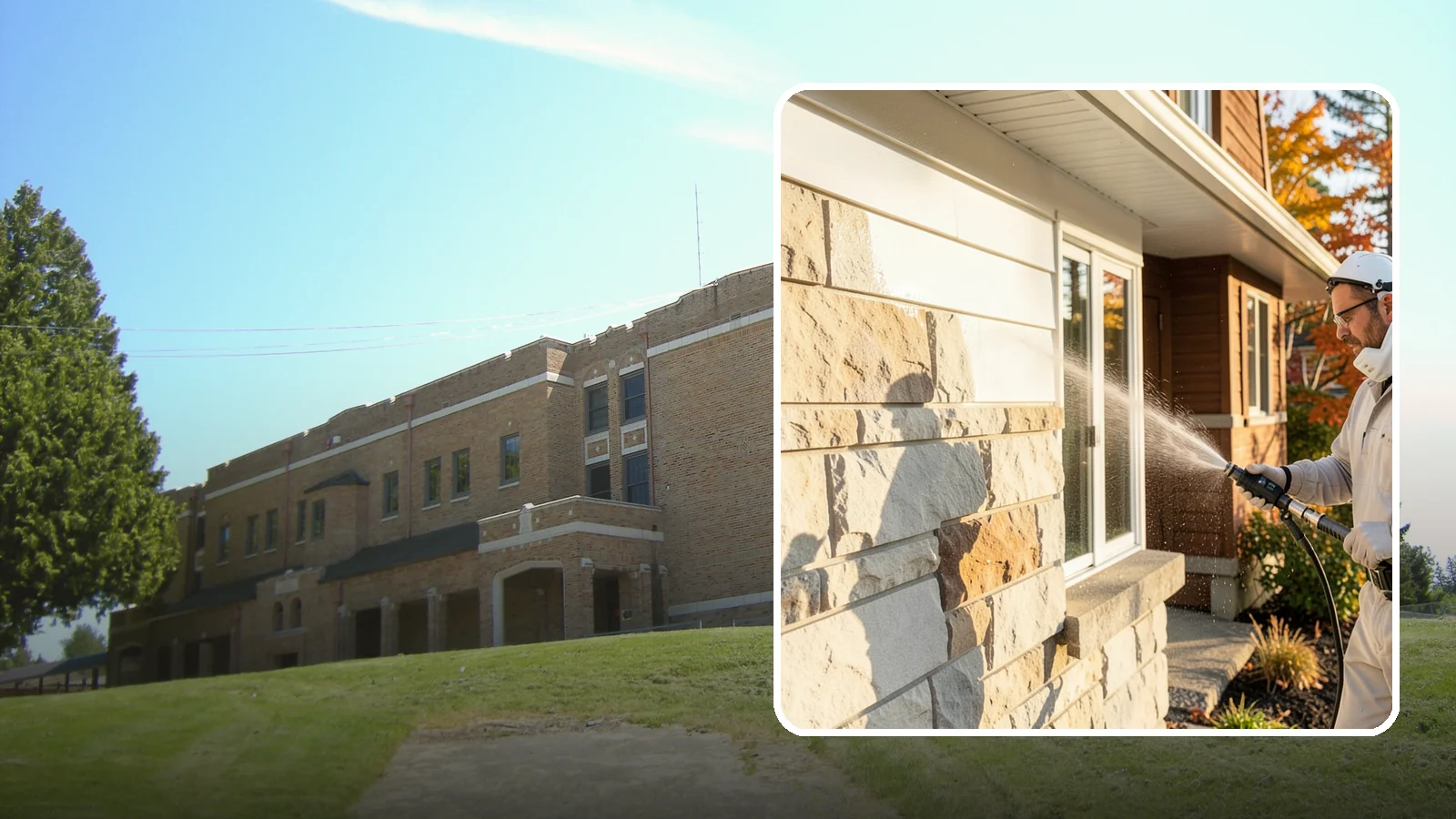 Limestone Cleaning in Maple Valley, King County, WA - Clean soft, acid-sensitive limestone with neutral chemistry that avoids etching the delicate surface.