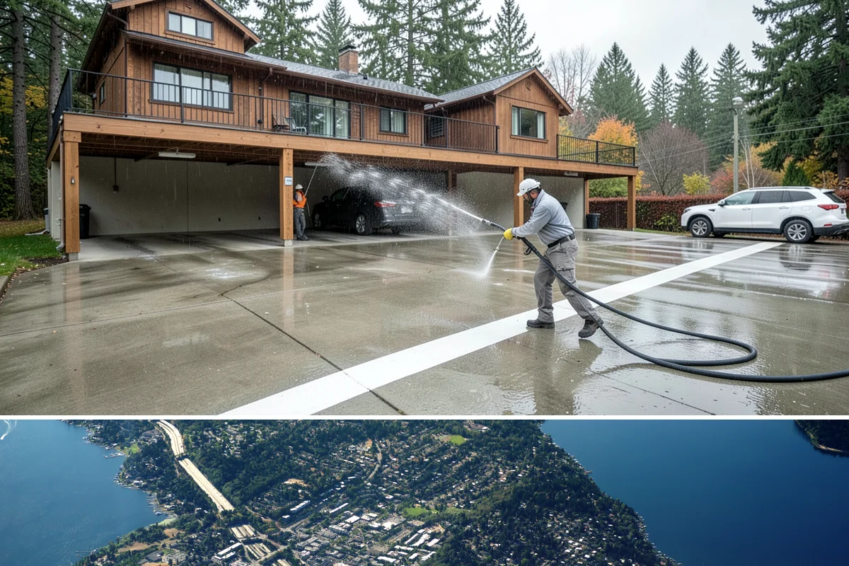Limestone Cleaning in Mercer Island, King County, WA - Dry summer weather is safest, because saturated limestone is even more delicate and slower to recover after cleaning.