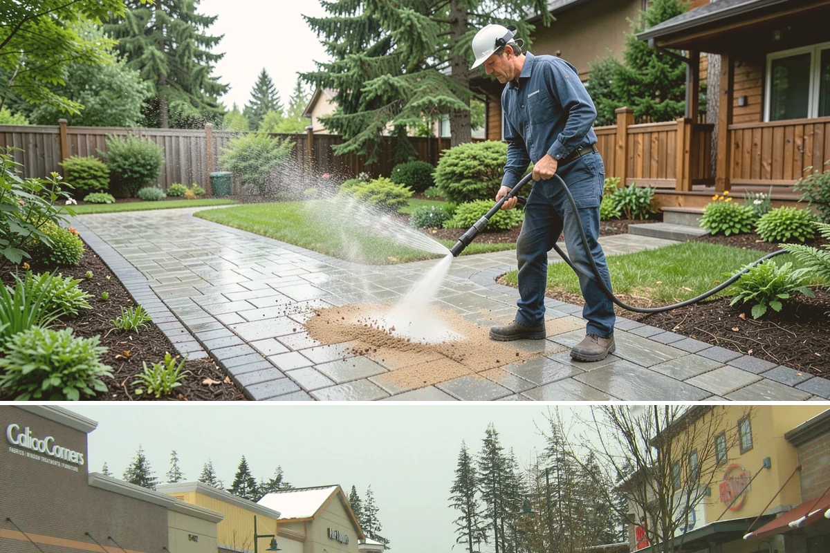Limestone Cleaning in Mill Creek, Snohomish County, WA - Dry summer weather is safest, because saturated limestone is even more delicate and slower to recover after cleaning.