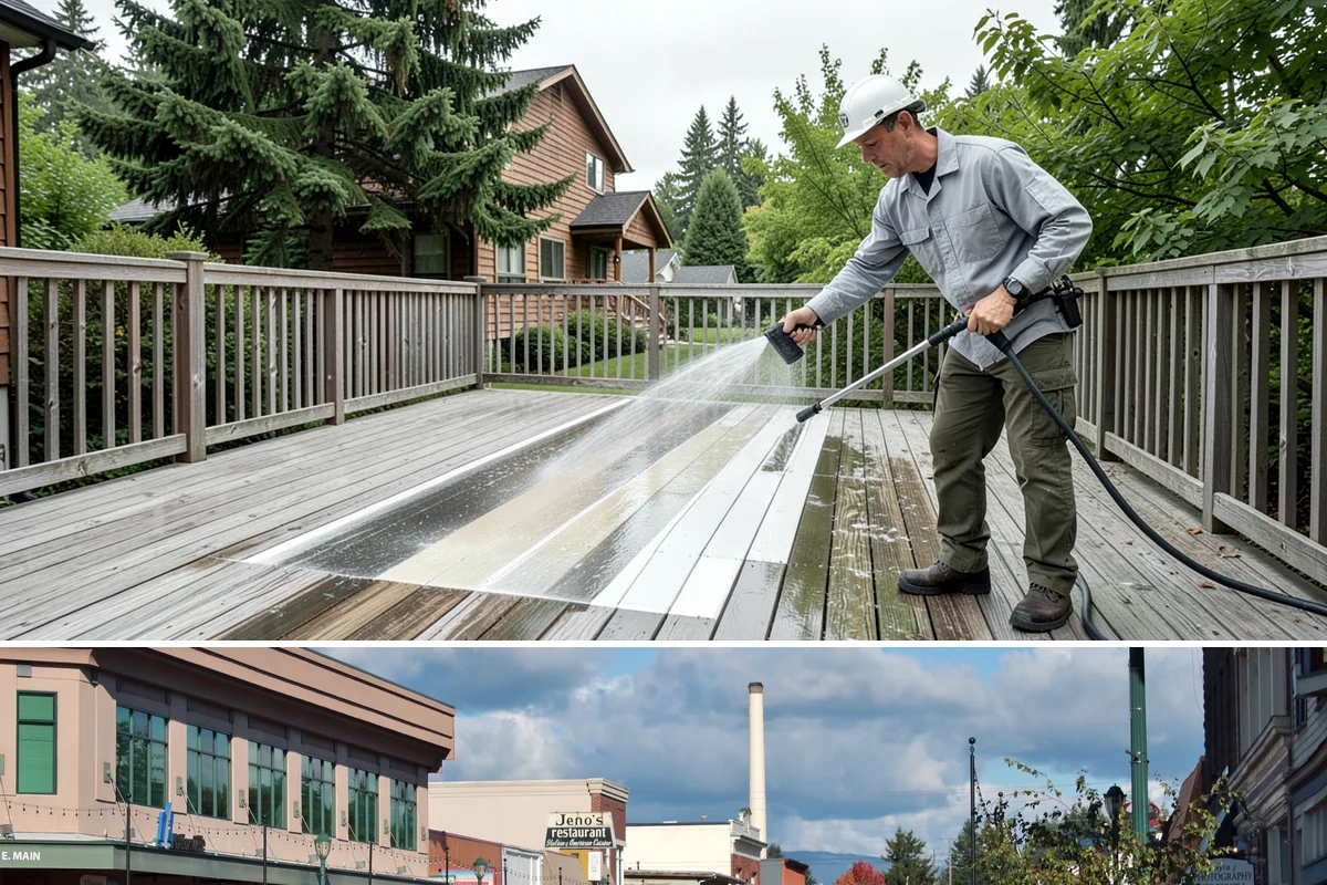 Limestone Cleaning in Monroe, Snohomish County, WA - Dry summer weather is safest, because saturated limestone is even more delicate and slower to recover after cleaning.