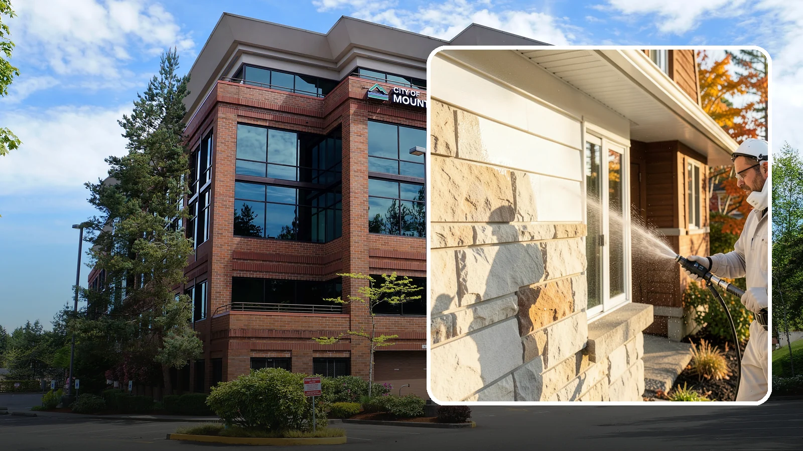 Limestone Cleaning in Mountlake Terrace, Snohomish County, WA - Clean soft, acid-sensitive limestone with neutral chemistry that avoids etching the delicate surface.