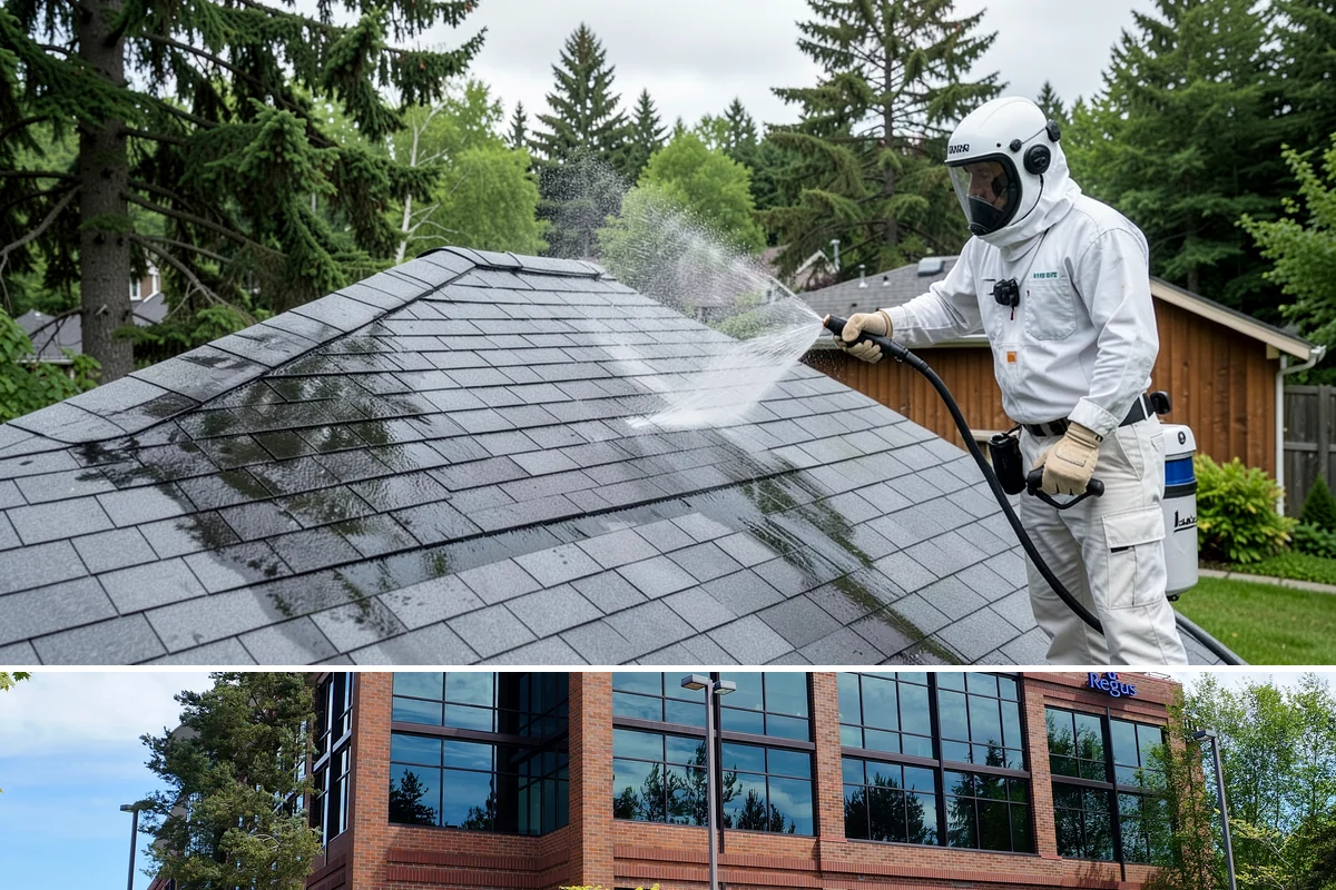 Limestone Cleaning in Mountlake Terrace, Snohomish County, WA - Dry summer weather is safest, because saturated limestone is even more delicate and slower to recover after cleaning.