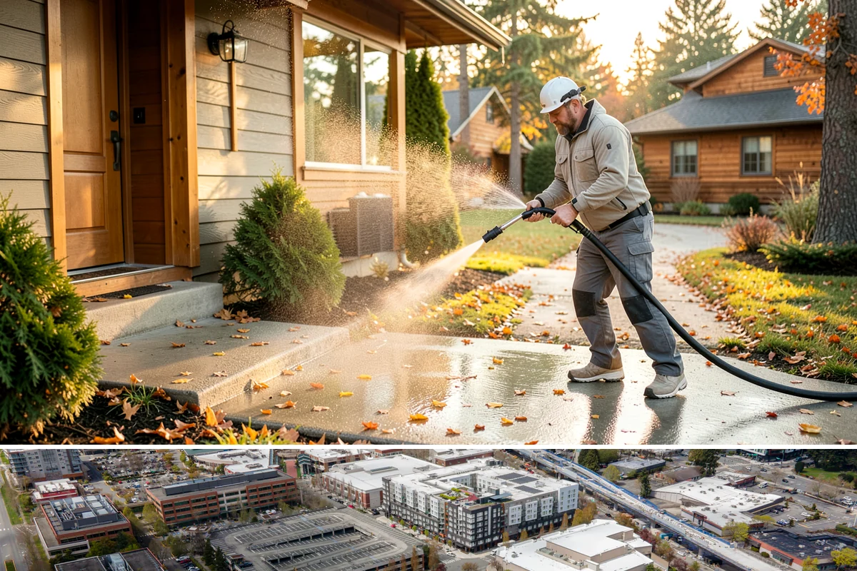 Limestone Cleaning in Redmond, King County, WA - Dry summer weather is safest, because saturated limestone is even more delicate and slower to recover after cleaning.