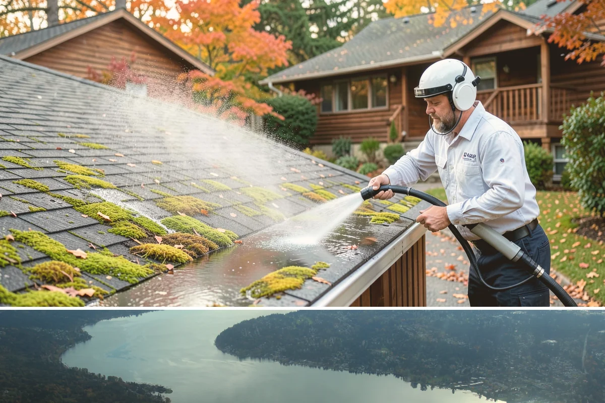 Limestone Cleaning in Sammamish, King County, WA - Dry summer weather is safest, because saturated limestone is even more delicate and slower to recover after cleaning.