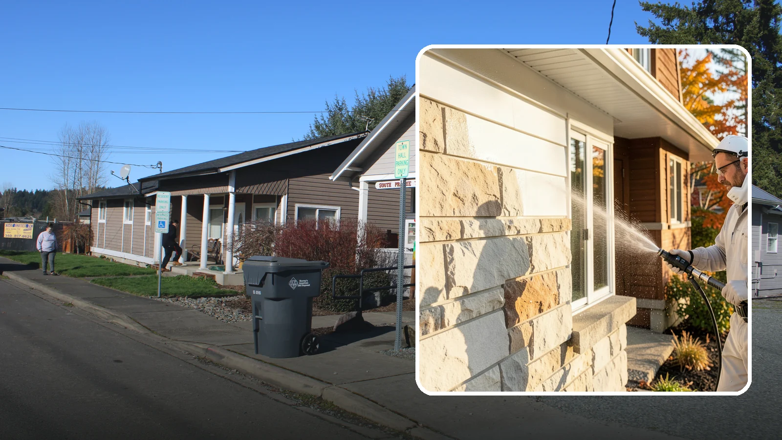 Limestone Cleaning in South Prairie, Pierce County, WA - Clean soft, acid-sensitive limestone with neutral chemistry that avoids etching the delicate surface.