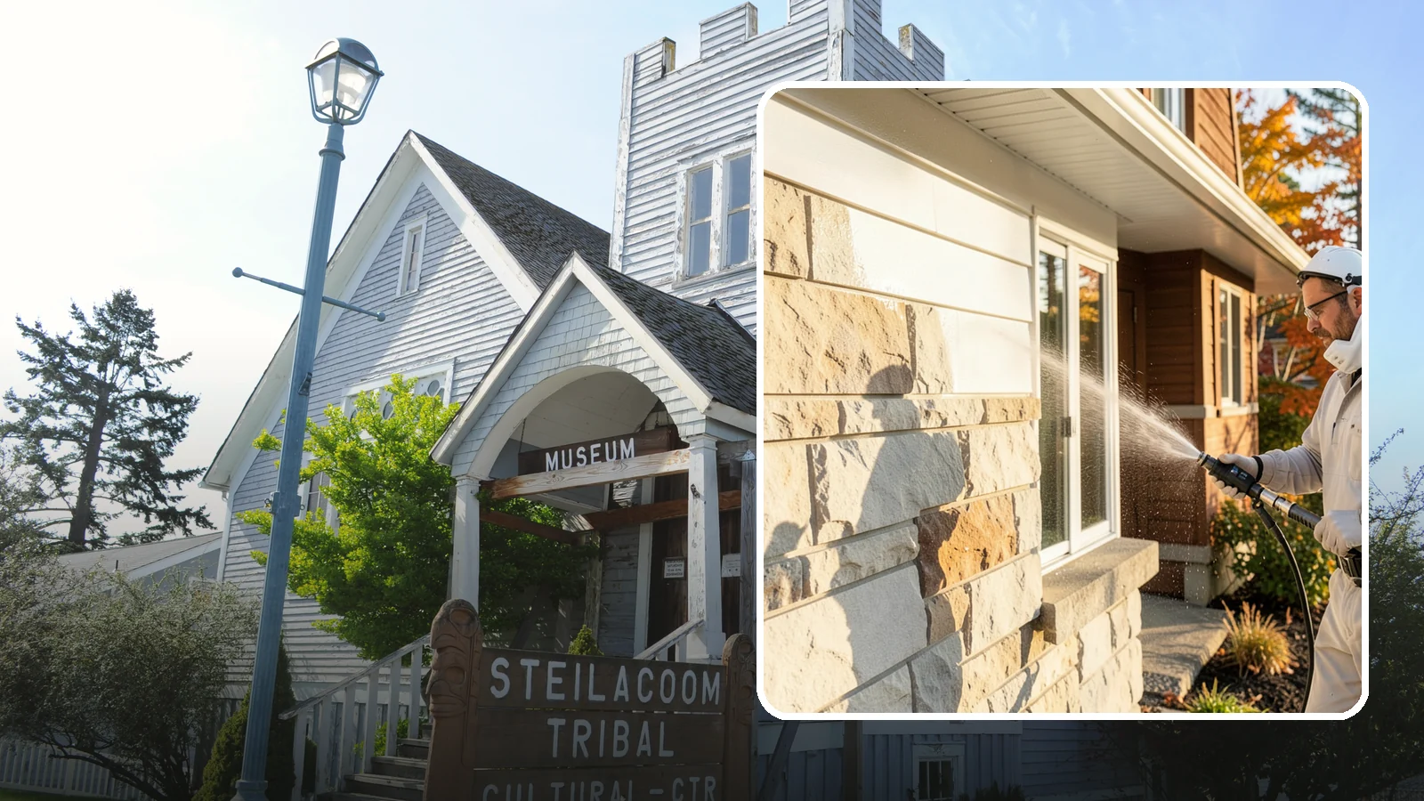 Limestone Cleaning in Steilacoom, Pierce County, WA - Clean soft, acid-sensitive limestone with neutral chemistry that avoids etching the delicate surface.