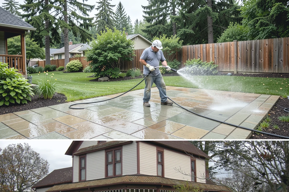 Limestone Cleaning in Sumner, Pierce County, WA - Dry summer weather is safest, because saturated limestone is even more delicate and slower to recover after cleaning.