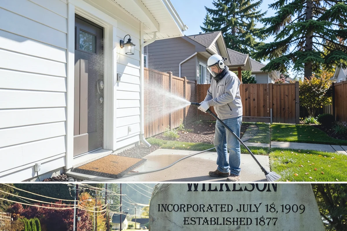 Limestone Cleaning in Wilkeson, Pierce County, WA - Dry summer weather is safest, because saturated limestone is even more delicate and slower to recover after cleaning.