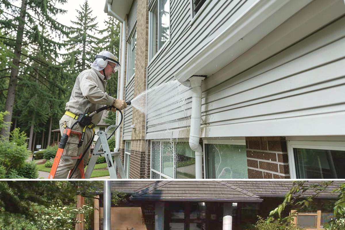 Limestone Cleaning in Yarrow Point, King County, WA - Dry summer weather is safest, because saturated limestone is even more delicate and slower to recover after cleaning.