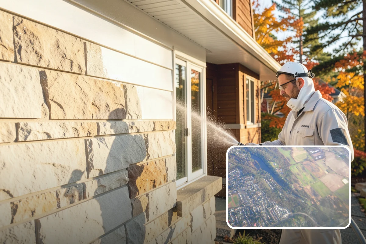 Log Home Washing in Algona, King County, WA - Cleans deep grooves, checks, and chinking safely