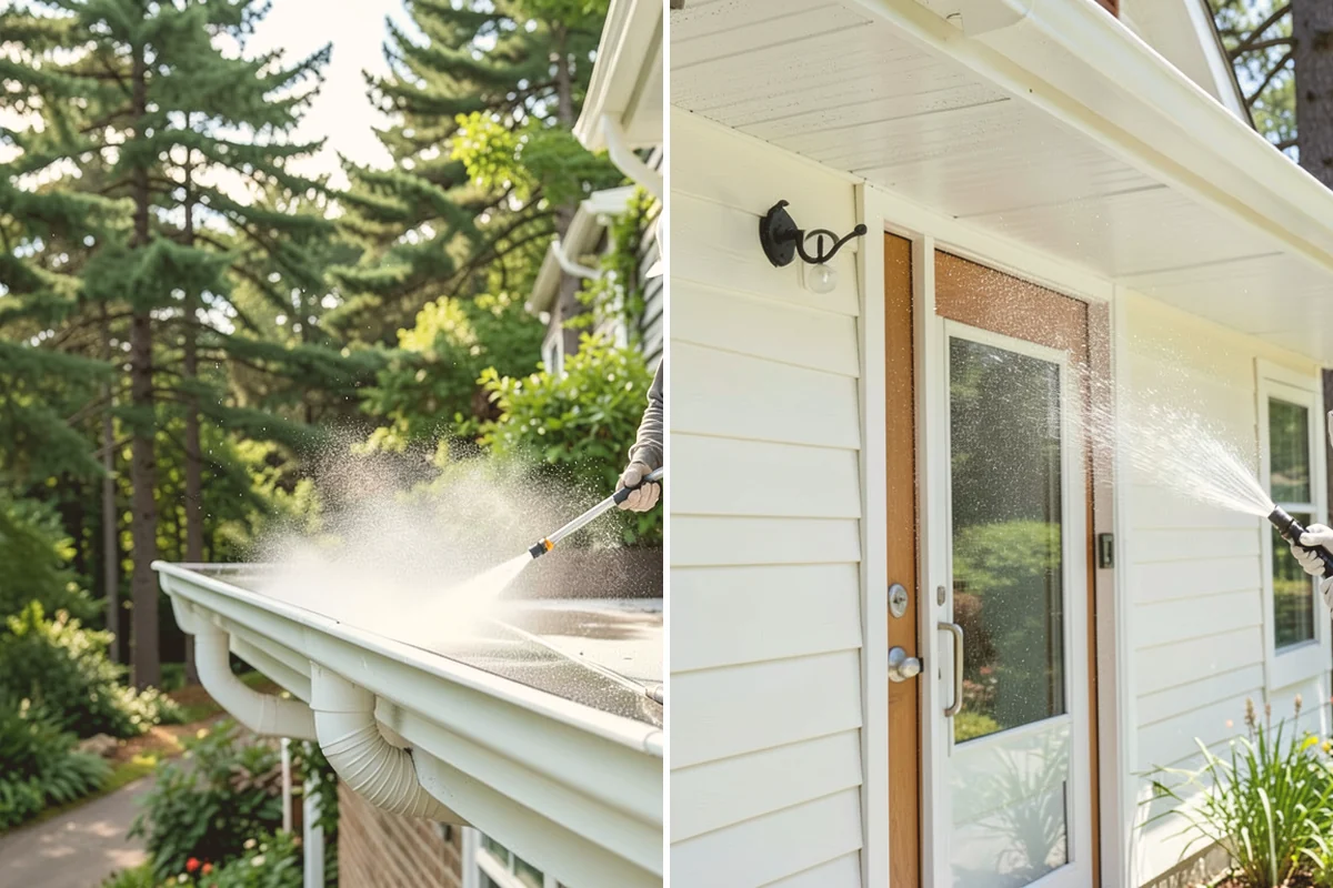 Log Home Washing in Algona, King County, WA - Inspect logs, checking, and chinking for damage