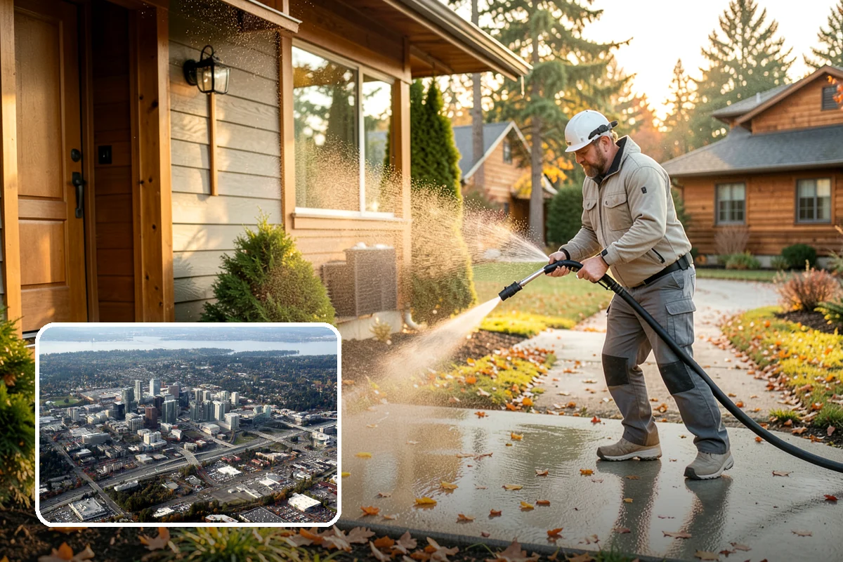 Log Home Washing in Bellevue, King County, WA - Cleans deep grooves, checks, and chinking safely