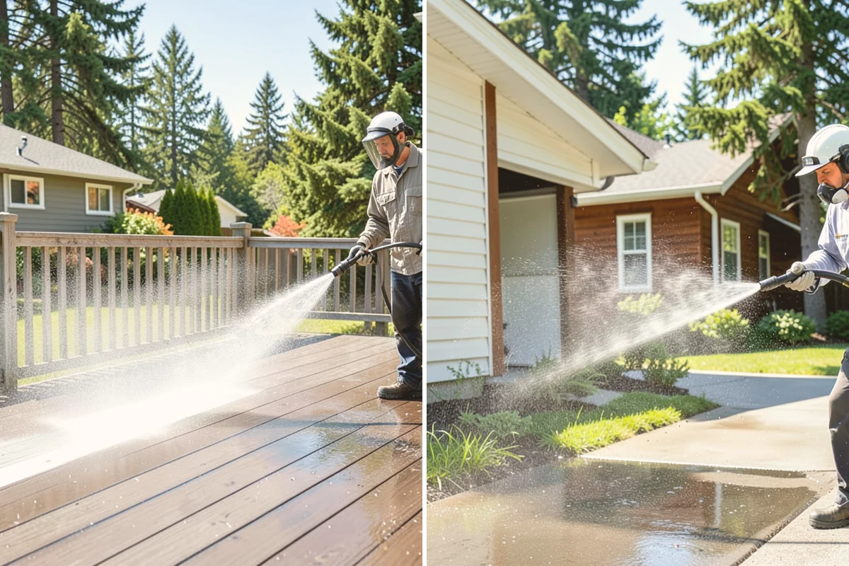 Log Home Washing in Bellevue, King County, WA - Inspect logs, checking, and chinking for damage