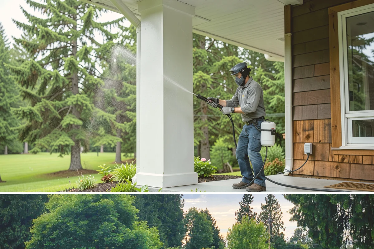 Log Home Washing in Bonney Lake, Pierce County, WA - Plan for the dry summer season so the logs and joints dry completely before any finish is reapplied.