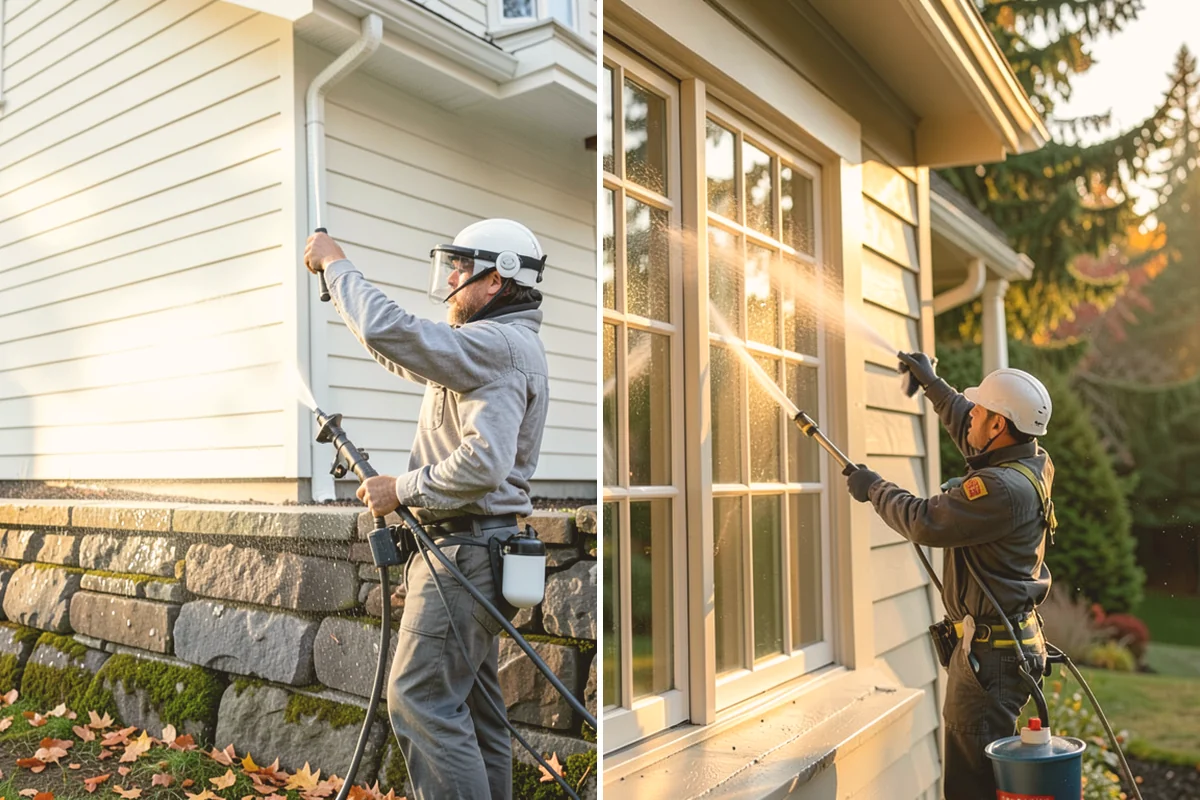 Log Home Washing in Brier, Snohomish County, WA - Inspect logs, checking, and chinking for damage
