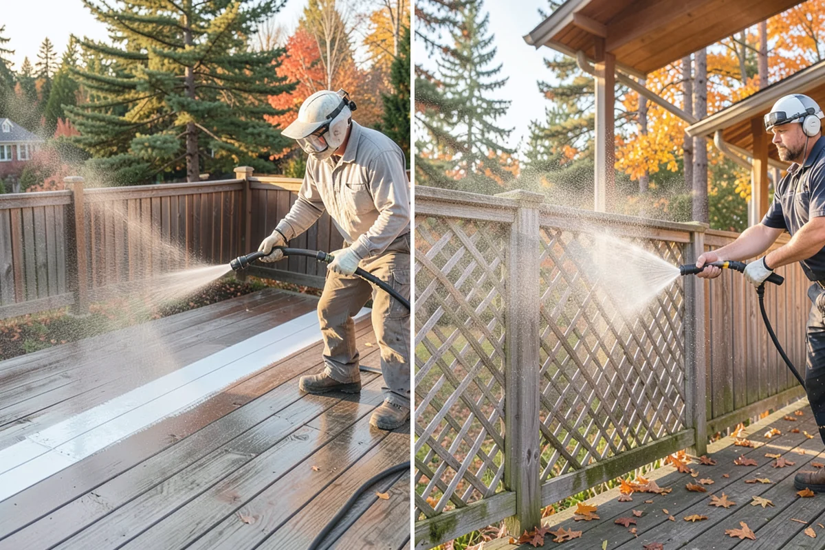 Log Home Washing in Buckley, Pierce County, WA - Inspect logs, checking, and chinking for damage