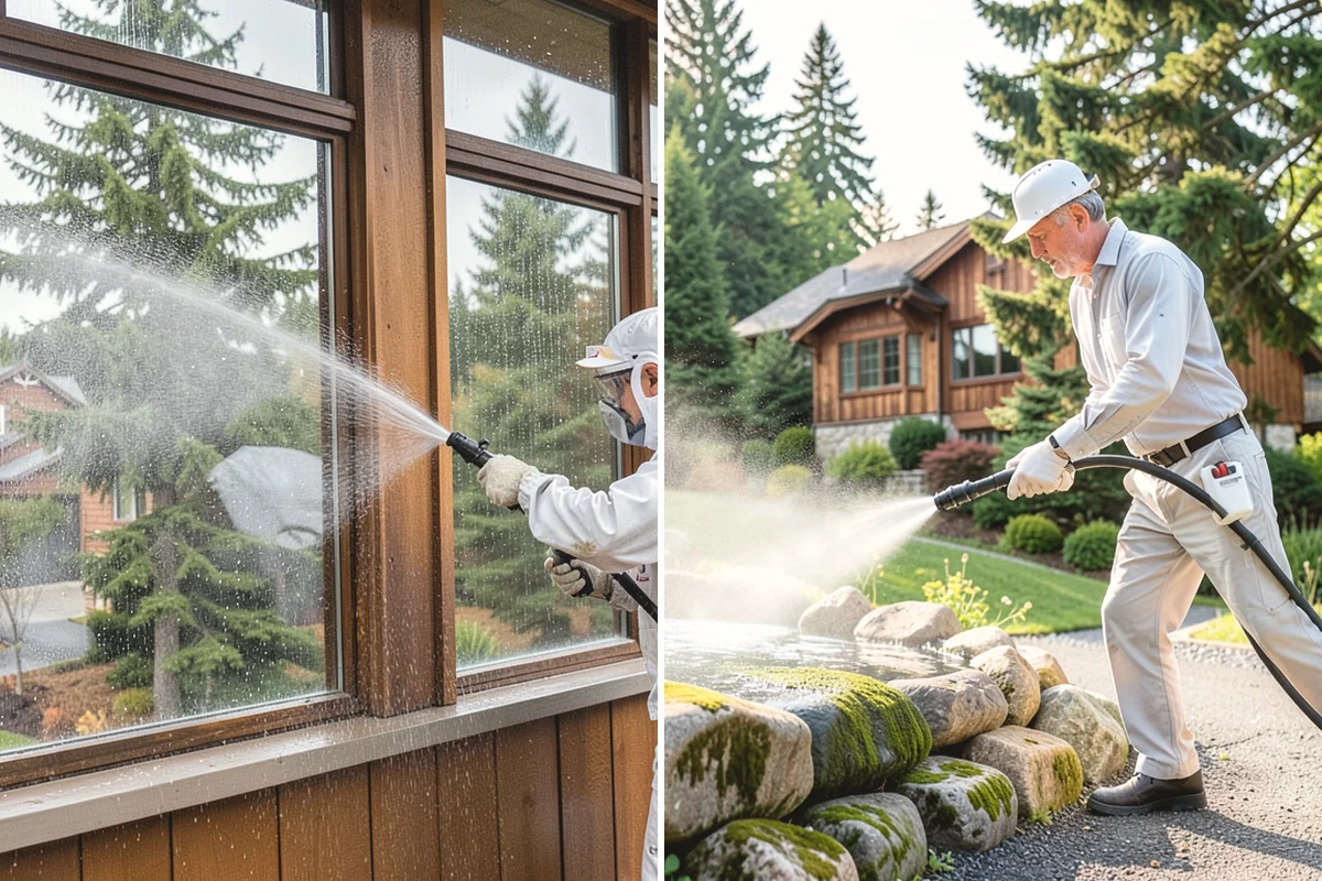 Log Home Washing in Carnation, King County, WA - Inspect logs, checking, and chinking for damage