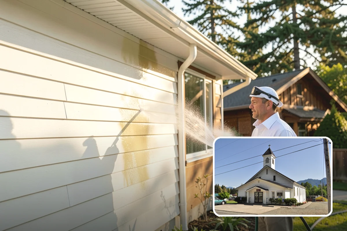 Log Home Washing in Concrete, Skagit County, WA - Cleans deep grooves, checks, and chinking safely