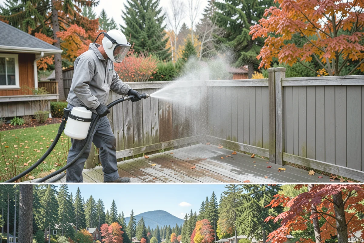 Log Home Washing in Covington, King County, WA - Plan for the dry summer season so the logs and joints dry completely before any finish is reapplied.