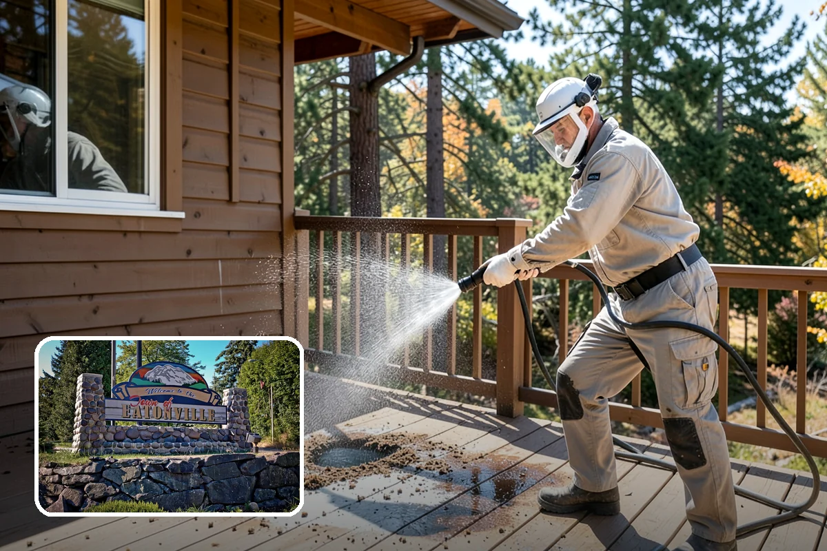 Log Home Washing in Eatonville, Pierce County, WA - Cleans deep grooves, checks, and chinking safely