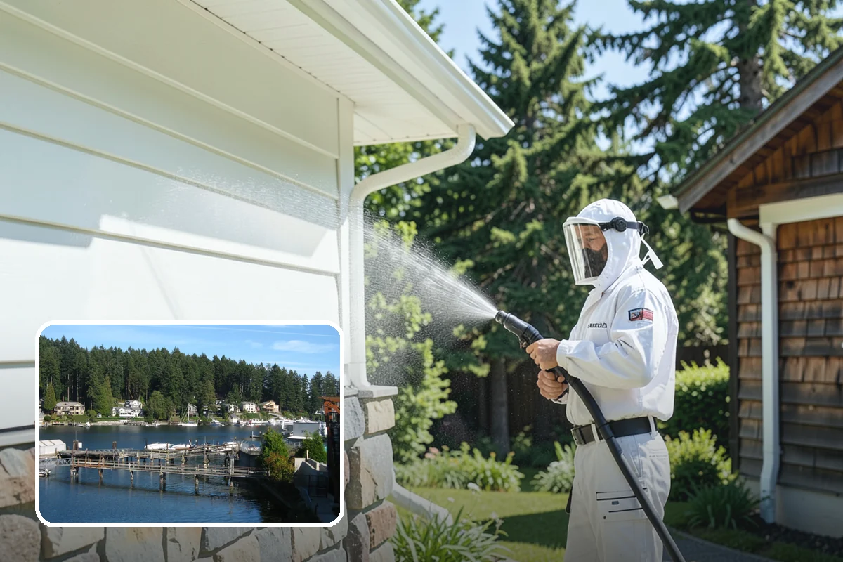 Log Home Washing in Gig Harbor, Pierce County, WA - Cleans deep grooves, checks, and chinking safely