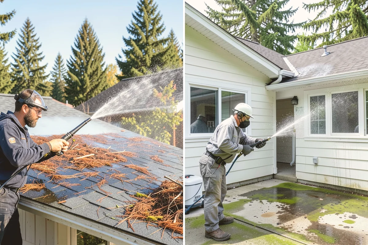 Log Home Washing in Kent, King County, WA - Inspect logs, checking, and chinking for damage