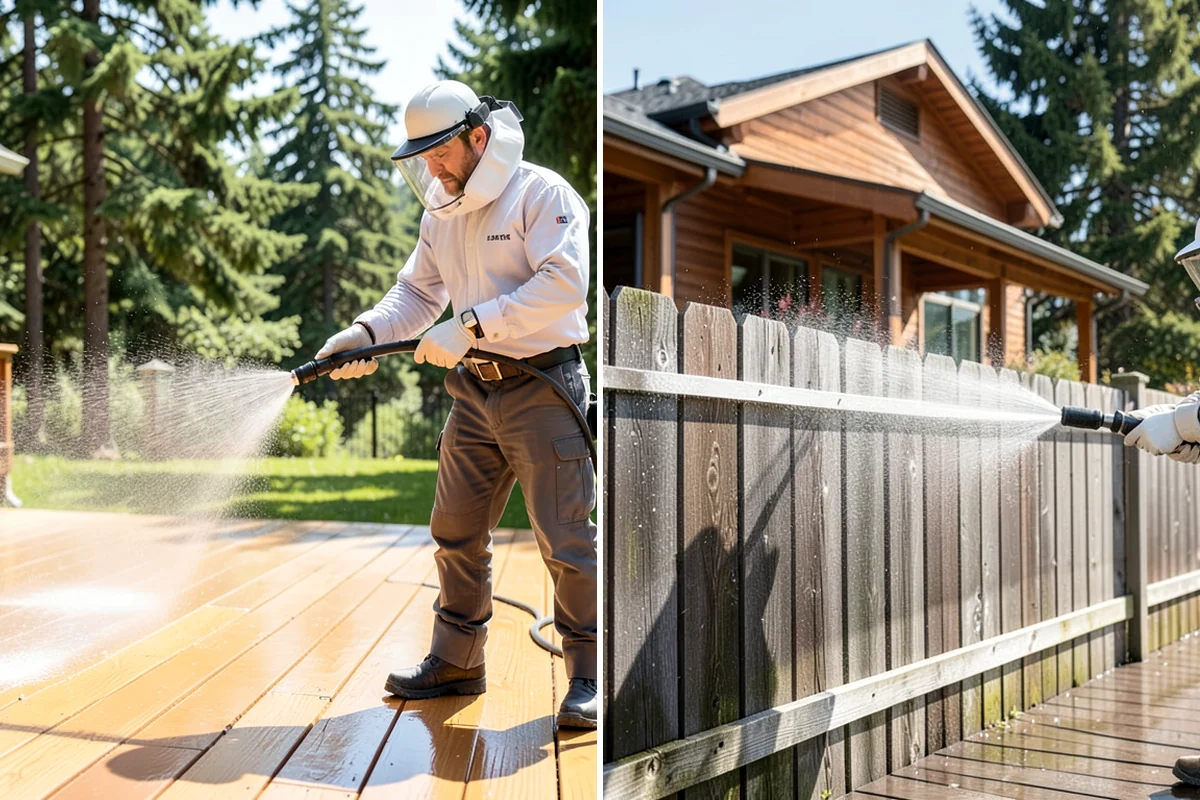 Log Home Washing in Lake Forest Park, King County, WA - Inspect logs, checking, and chinking for damage