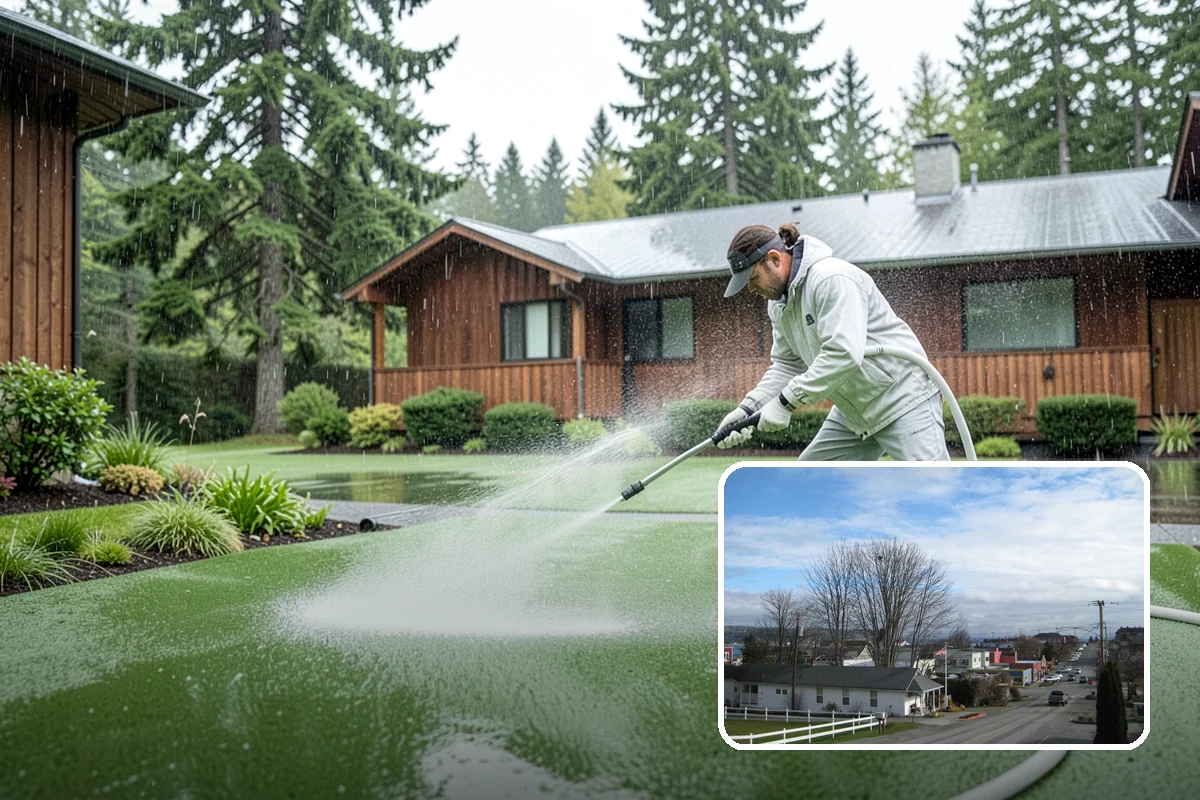 Log Home Washing in Langley, Island County, WA - Cleans deep grooves, checks, and chinking safely