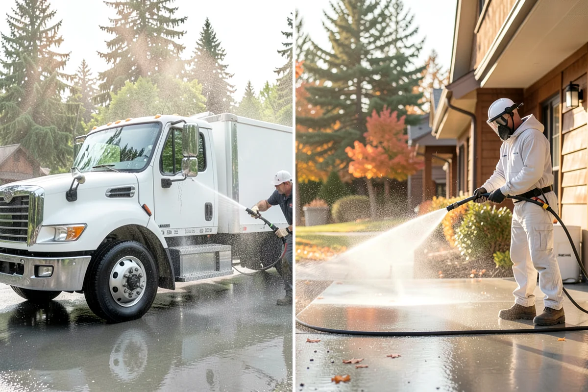 Log Home Washing in Lyman, Skagit County, WA - Inspect logs, checking, and chinking for damage