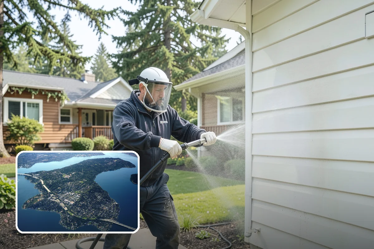Log Home Washing in Mercer Island, King County, WA - Cleans deep grooves, checks, and chinking safely