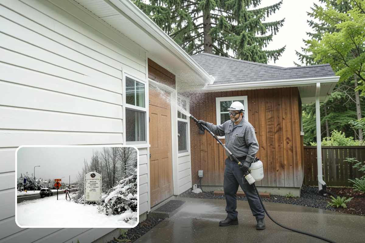 Log Home Washing in Newcastle, King County, WA - Cleans deep grooves, checks, and chinking safely