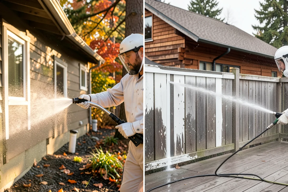 Log Home Washing in Puyallup, Pierce County, WA - Inspect logs, checking, and chinking for damage