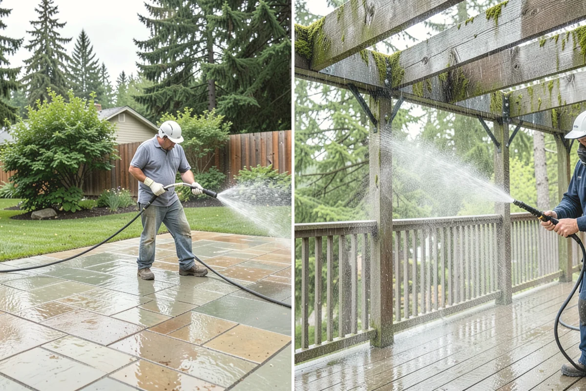 Log Home Washing in Ruston, Pierce County, WA - Inspect logs, checking, and chinking for damage