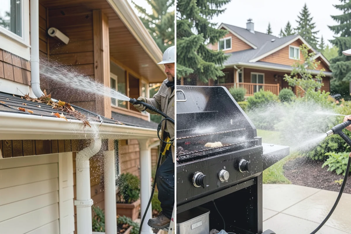 Log Home Washing in South Prairie, Pierce County, WA - Inspect logs, checking, and chinking for damage