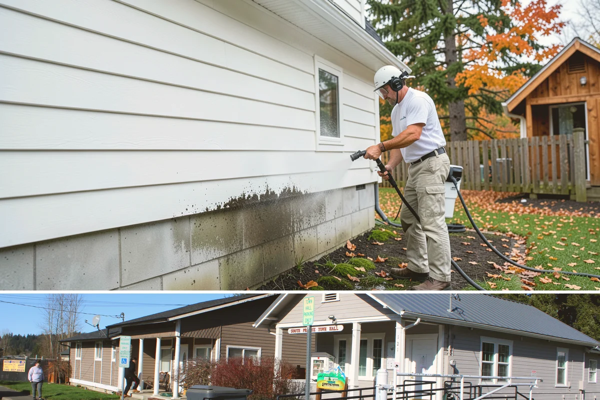 Log Home Washing in South Prairie, Pierce County, WA - Plan for the dry summer season so the logs and joints dry completely before any finish is reapplied.